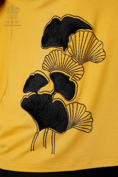 Wholesale Women's Blouse Stone Embroidered Saffron - 78952 | KAZEE - Thumbnail