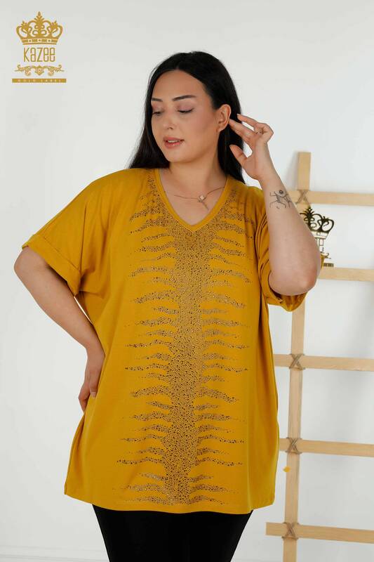 Wholesale Women's Blouse - Stone Embroidered - Saffron - 79321 | KAZEE