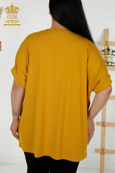 Wholesale Women's Blouse - Stone Embroidered - Saffron - 79321 | KAZEE - Thumbnail