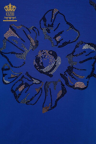 Wholesale Women's Blouse Stone Embroidered Saks - 79084 | KAZEE - Thumbnail