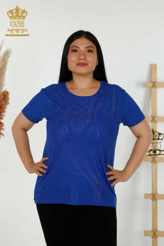 Wholesale Women's Blouse - Stone Embroidered - Saks - 79329 | KAZEE