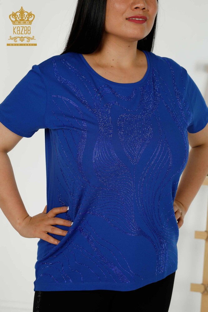 Wholesale Women's Blouse - Stone Embroidered - Saks - 79329 | KAZEE - 2