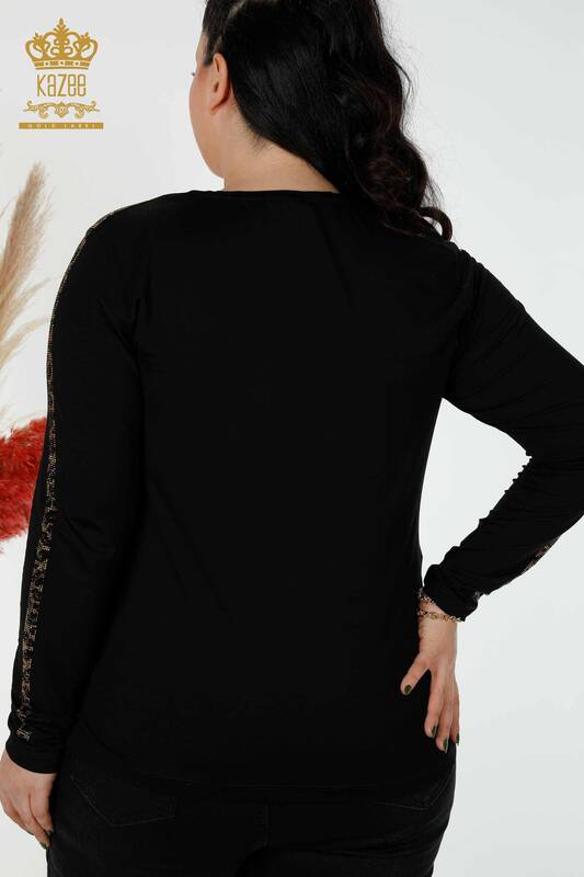 Wholesale Women's Blouse Tiger Pattern Black - 79050 | KAZEE