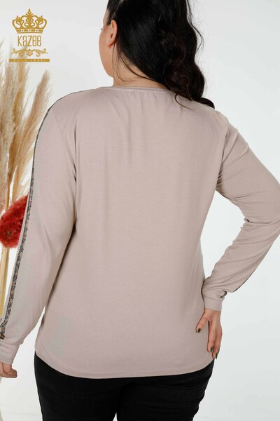 Wholesale Women's Blouse Tiger Pattern Mink - 79050 | KAZEE - Thumbnail