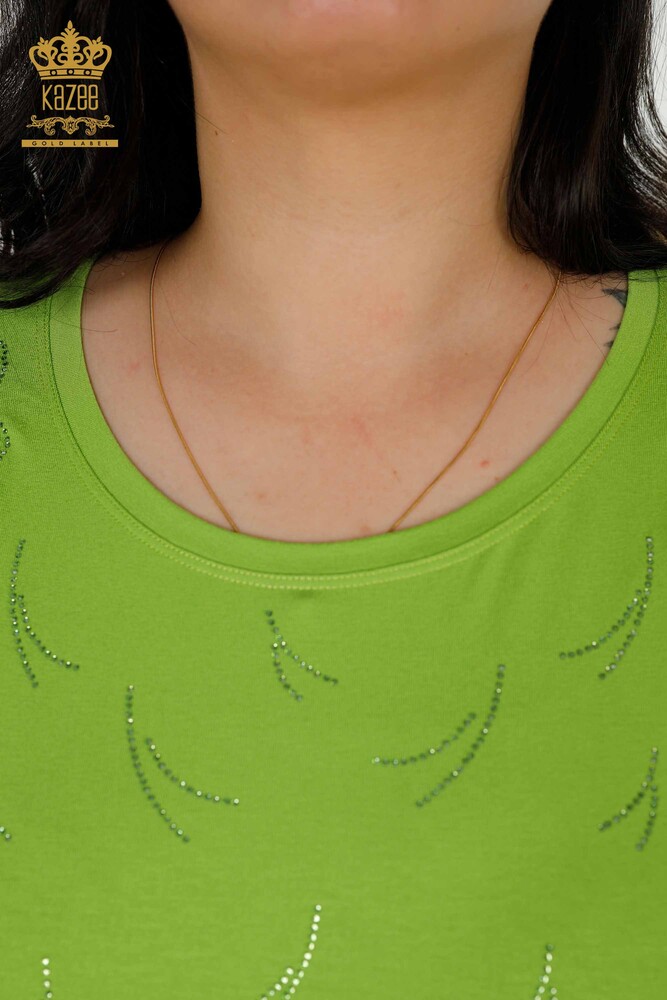 Wholesale Women's Blouse - Tulle Detailed - Pistachio Green - 79086 | KAZEE - 4