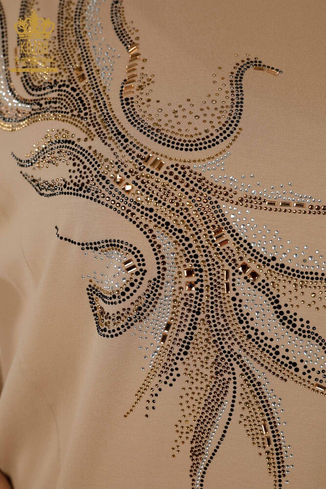 Wholesale Women's Blouse - Two Pockets - Beige - 79294 | KAZEE - 3