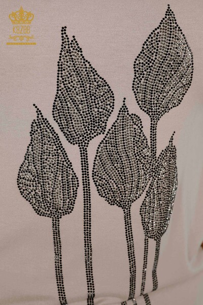 Wholesale Women's Blouse Stone Embroidered Mink - 79041 | KAZEE - Thumbnail