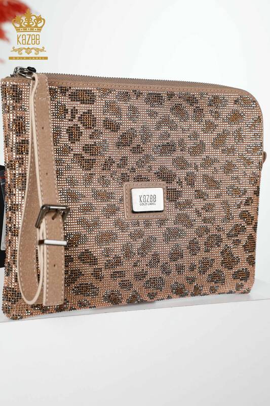 Wholesale Women's Bag Leopard Stone Embroidered Mink - 513 | KAZEE