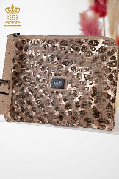 Wholesale Women's Bag Leopard Stone Embroidered Mink - 513 | KAZEE - Thumbnail (2)