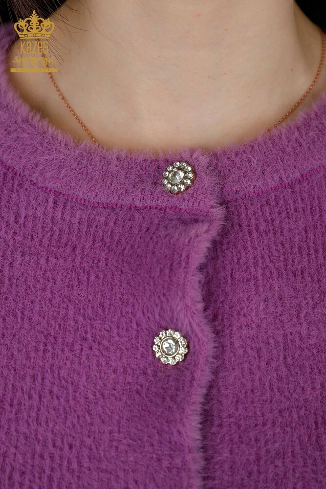 Wholesale Women's Cardigan Angora Dark Lilac - 19099 | KAZEE - 3