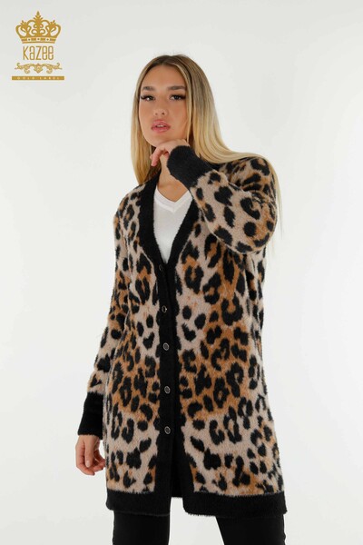 Wholesale Women's Cardigan Angora Leopard - 30629 | KAZEE - 1