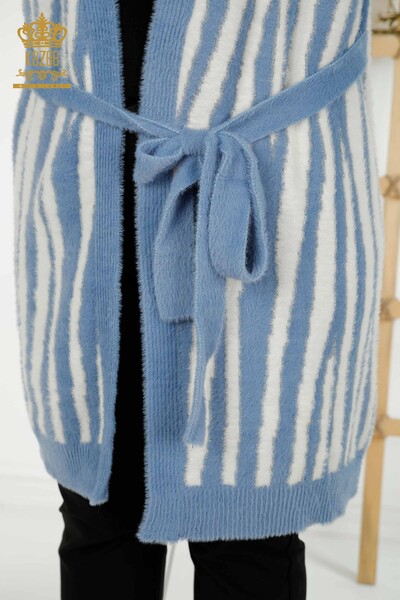 Wholesale Women's Cardigan Angora Bicolor Blue - 30312 | KAZEE - Thumbnail