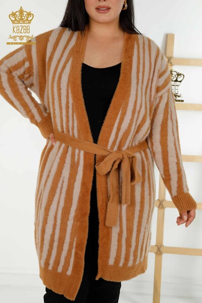 Wholesale Women's Cardigan Angora Two Colors Brown - 30312 | KAZEE - Thumbnail