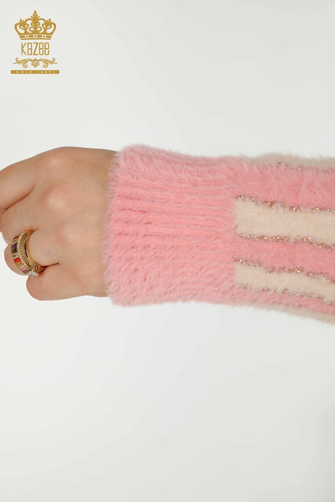 Wholesale Women's Cardigan Angora Two Color Powder - 30312 | KAZEE - 6