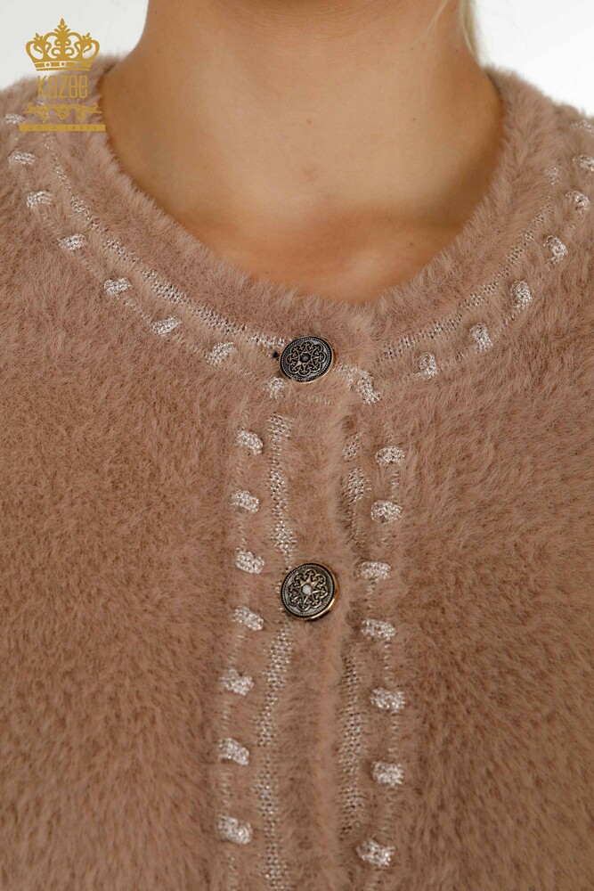 Wholesale Women's Cardigan Angora Two Pockets Beige - 30371 | KAZEE - 3