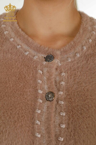Wholesale Women's Cardigan Angora Two Pockets Beige - 30371 | KAZEE - 3