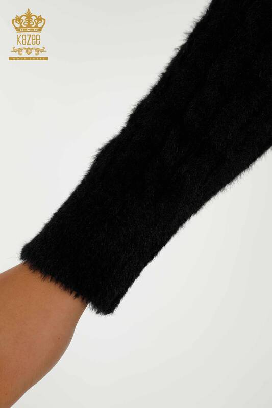 Wholesale Women's Cardigan Angora Knitted Black - 30321 | KAZEE