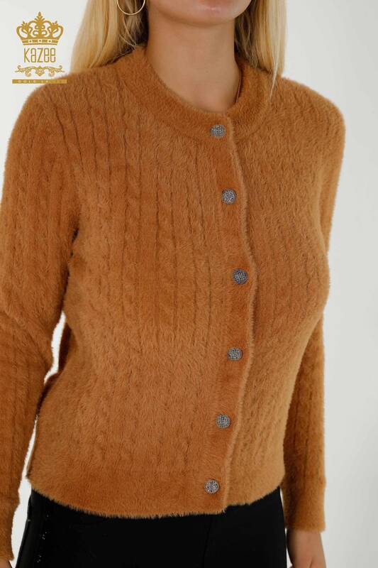 Wholesale Women's Cardigan Angora Woven Brown - 30321 | KAZEE
