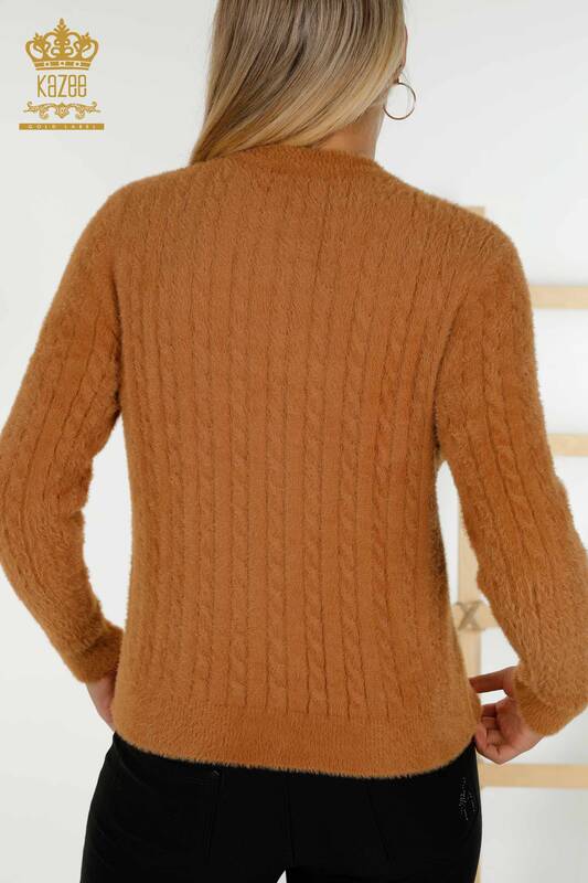 Wholesale Women's Cardigan Angora Woven Brown - 30321 | KAZEE
