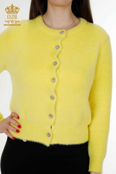 Wholesale Women's Cardigan Angora Yellow - 19099 | KAZEE - Thumbnail