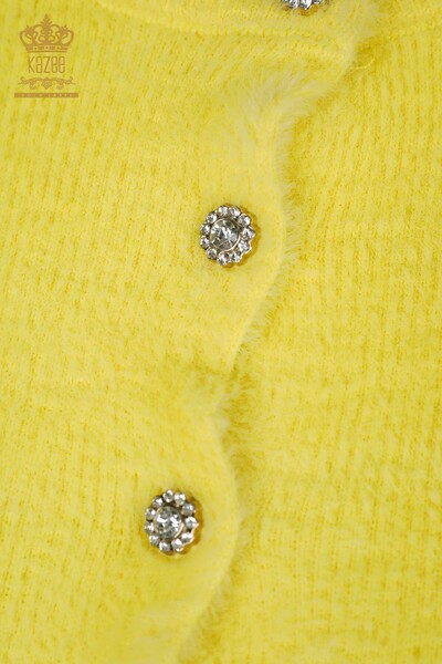 Wholesale Women's Cardigan Angora Yellow - 19099 | KAZEE - Thumbnail