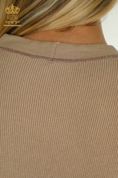 Wholesale Women's Cardigan with Button Detail Beige - 30366 | KAZEE - Thumbnail
