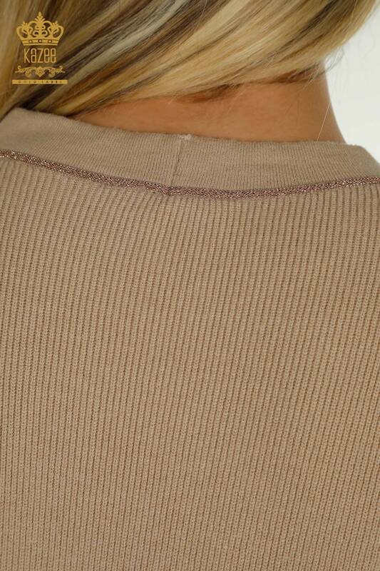 Wholesale Women's Cardigan with Button Detail Beige - 30366 | KAZEE