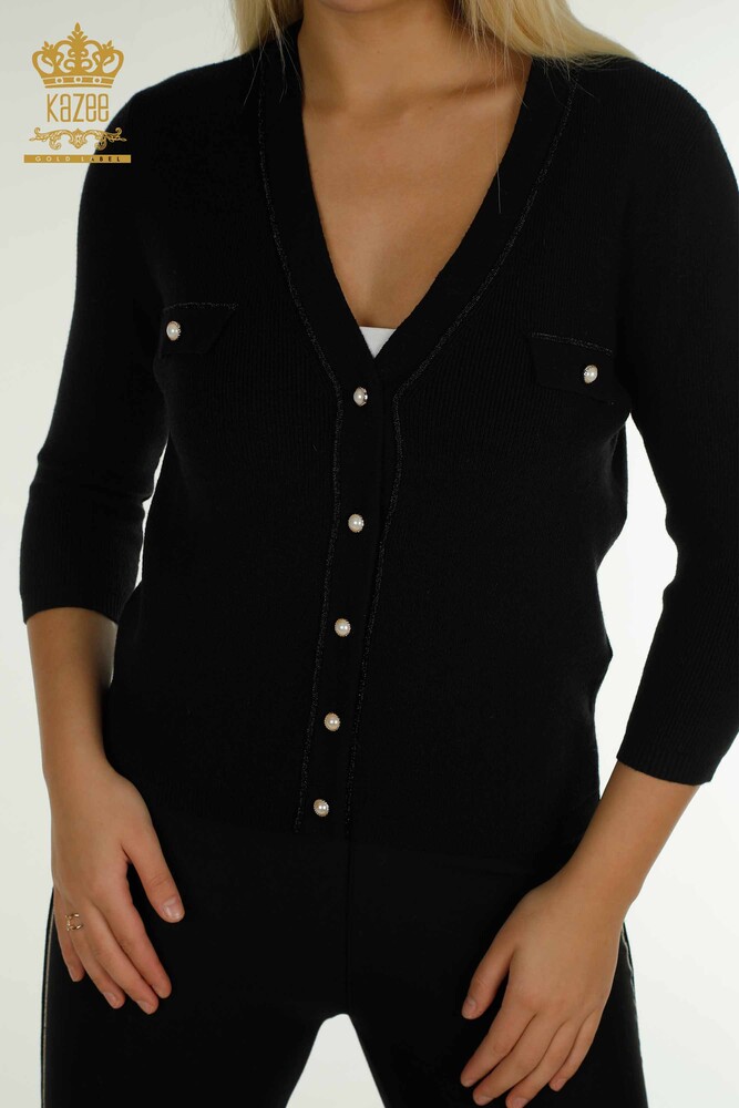 Wholesale Women's Cardigan Button Detailed Black - 30366 | KAZEE - 2
