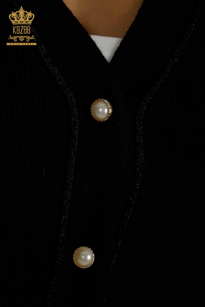 Wholesale Women's Cardigan Button Detailed Black - 30366 | KAZEE - Thumbnail (2)