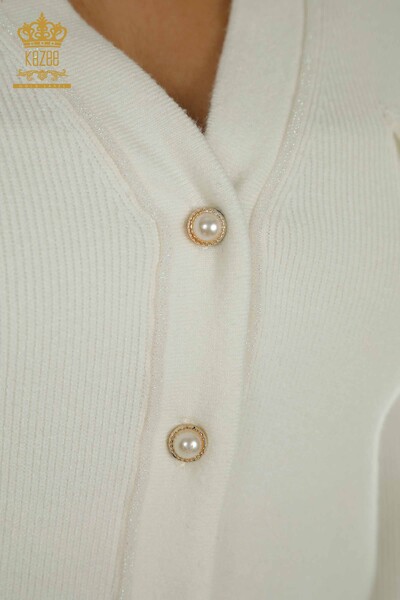 Wholesale Women's Cardigan Button Detailed Ecru - 30366 | KAZEE - Thumbnail (2)