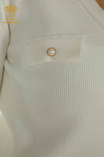 Wholesale Women's Cardigan Button Detailed Ecru - 30366 | KAZEE - Thumbnail