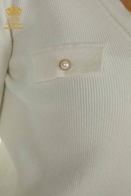 Wholesale Women's Cardigan Button Detailed Ecru - 30366 | KAZEE