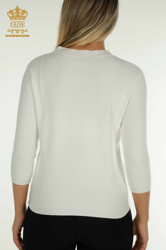 Wholesale Women's Cardigan Button Detailed Ecru - 30366 | KAZEE - 9