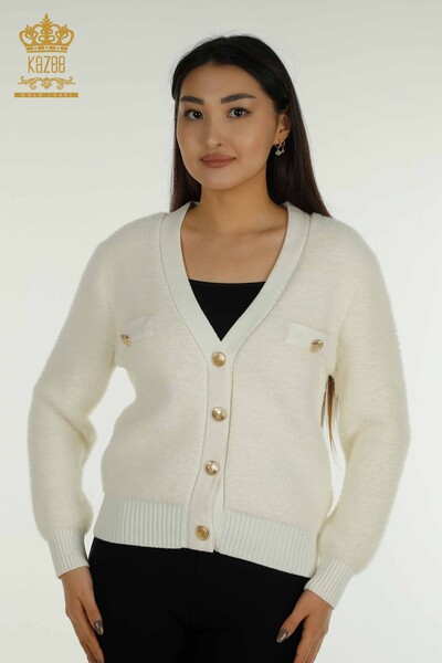 Wholesale Women's Cardigan Button Detailed Ecru - 30626 | KAZEE 