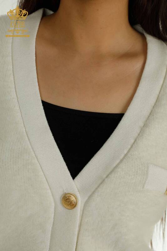 Wholesale Women's Cardigan Button Detailed Ecru - 30626 | KAZEE