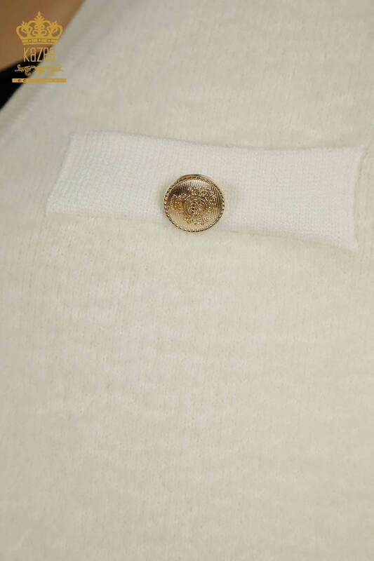 Wholesale Women's Cardigan Button Detailed Ecru - 30626 | KAZEE