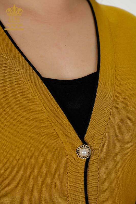 Wholesale Women's Cardigan Buttoned Pocket - Mustard - 30148 | KAZEE