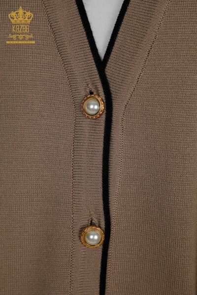 Wholesale Women's Cardigan Buttoned Pocket Mink - 30148 | KAZEE - Thumbnail