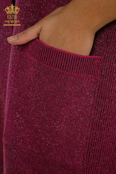 Wholesale Women's Cardigan Glitter Transition Fuchsia - 30135 | KAZEE - Thumbnail