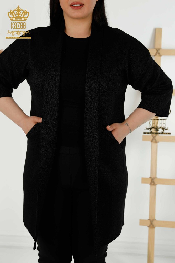 Wholesale Women's Cardigan - Pocket Detailed - Black - 30047 | KAZEE - 2