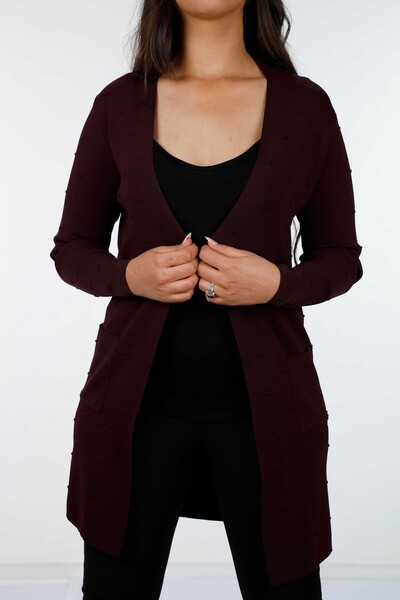 Wholesale Women's Cardigan Polka Dot Detailed Long Viscose with Pocket - 15698 | KAZEE - 12