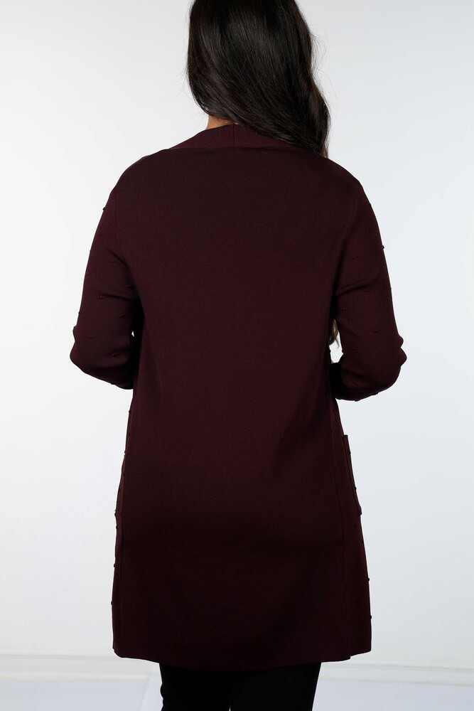Wholesale Women's Cardigan Polka Dot Detailed Long Viscose with Pocket - 15698 | KAZEE - 15