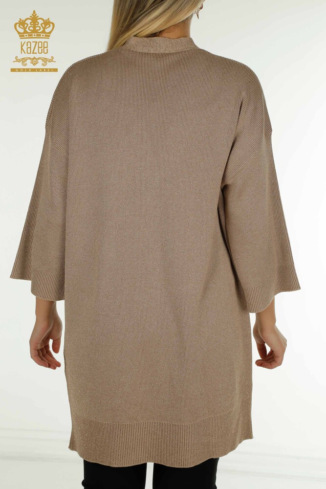 Wholesale Women's Cardigan Glitter Beige - 30135 | KAZEE - 8