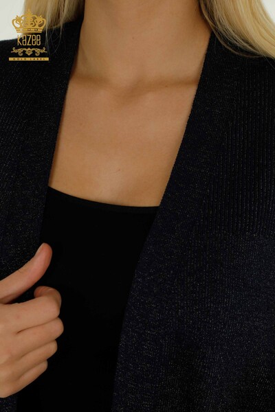 Wholesale Women's Cardigan Glitter Transition Navy Blue - 30135 | KAZEE - 3