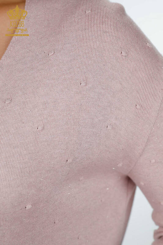 Wholesale Women's Cardigan Glitter Transition Polka Dot Patterned Viscose - 15436 | KAZEE