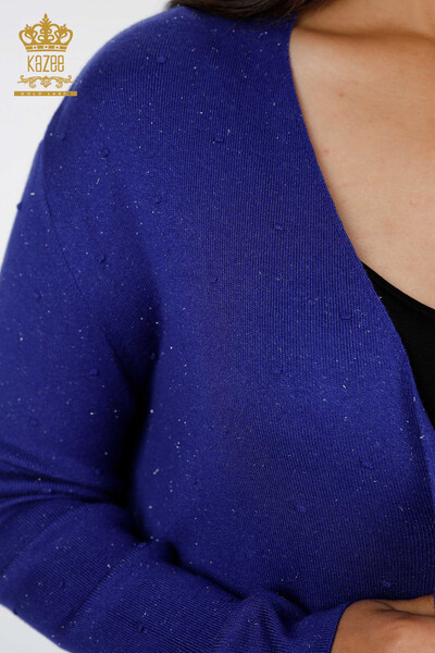 Wholesale Women's Cardigan Glitter Transition Polka Dot Patterned Viscose - 15436 | KAZEE - Thumbnail