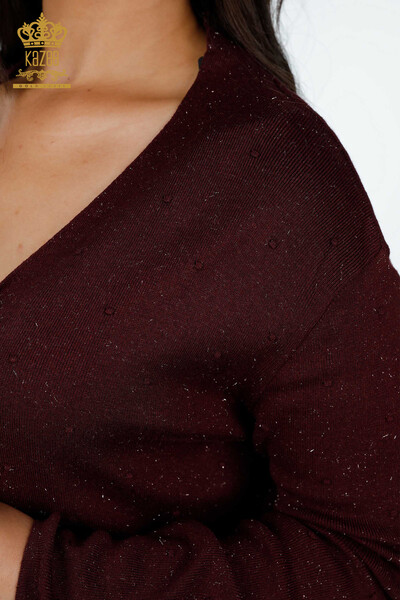 Wholesale Women's Cardigan Glitter Transition Polka Dot Patterned Viscose - 15436 | KAZEE - Thumbnail