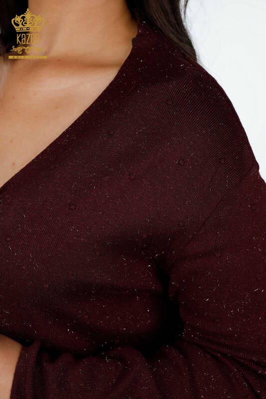Wholesale Women's Cardigan Glitter Transition Polka Dot Patterned Viscose - 15436 | KAZEE