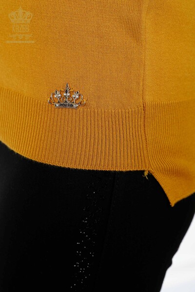 Wholesale Women's Cardigan Cufflink Detailed Saffron - 16941 | KAZEE - Thumbnail