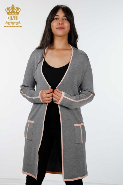 Wholesale Women's Cardigan Sleeves Side Striped Pocket - 14269 | KAZEE - 1